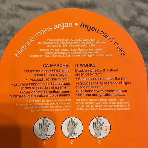 🔥3 for 15🔥Sephora Argan Hand Mask Anti Aging & Evenness - Picture 3 of 6